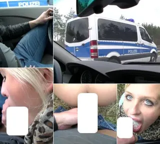 Ich blase ihn auf der Autobahn, während neun Streifenwagen an uns vorbeirauschen