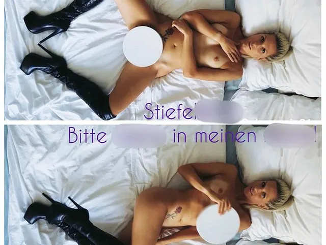 Overknees an, Arsch hoch: ich will deine Ladung tief in mir
