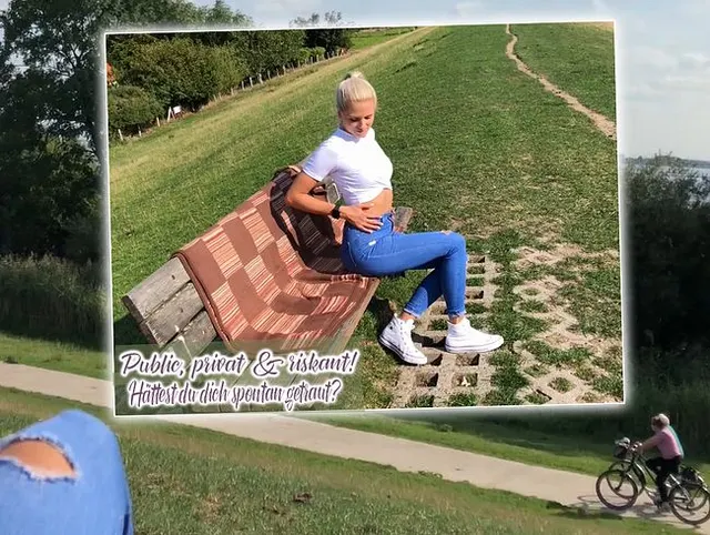 Ich blase ihn spontan auf einer Parkbank und lasse mich dabei filmen